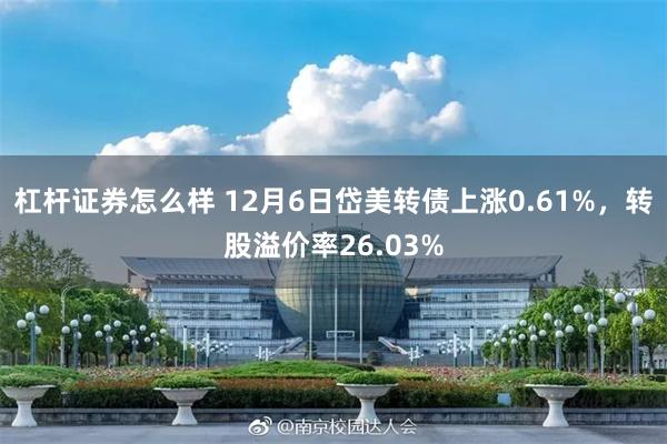 杠杆证券怎么样 12月6日岱美转债上涨0.61%，转股溢价率26.03%
