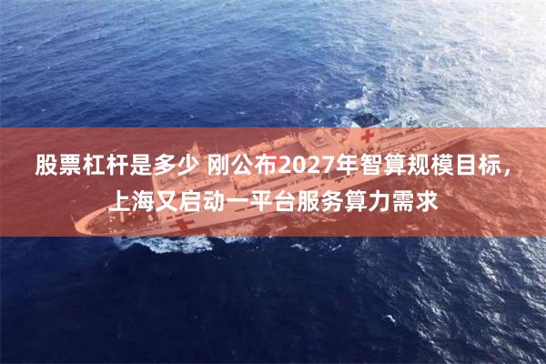 股票杠杆是多少 刚公布2027年智算规模目标，上海又启动一平台服务算力需求