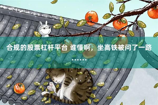 合规的股票杠杆平台 谁懂啊，坐高铁被问了一路……