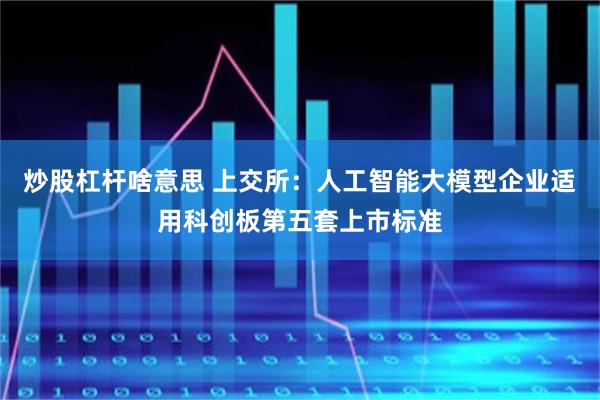 炒股杠杆啥意思 上交所：人工智能大模型企业适用科创板第五套上市标准