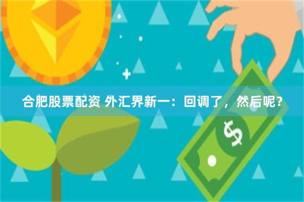 合肥股票配资 外汇界新一:回调了,然后呢?