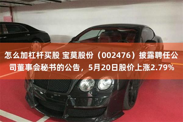 怎么加杠杆买股 宝莫股份（002476）披露聘任公司董事会秘书的公告，5月20日股价上涨2.79%