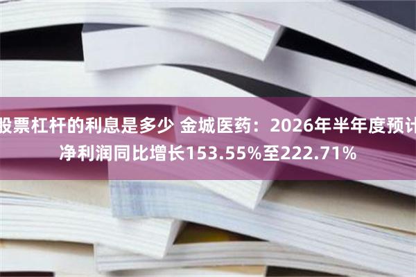股票杠杆的利息是多少 金城医药：2026年半年度预计净利润同比增长153.55%至222.71%