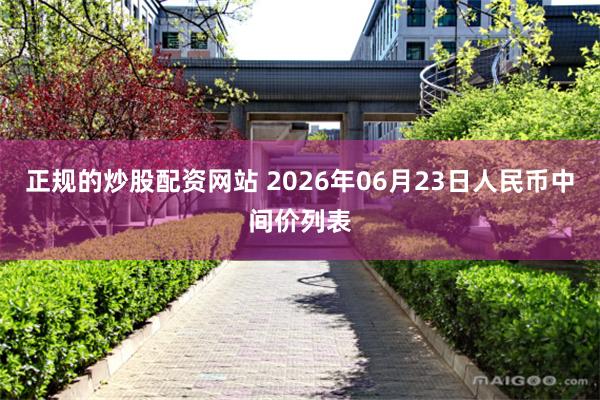 正规的炒股配资网站 2026年06月23日人民币中间价列表