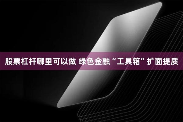 股票杠杆哪里可以做 绿色金融“工具箱”扩面提质