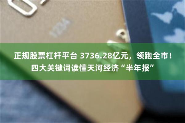 正规股票杠杆平台 3736.28亿元，领跑全市！四大关键词读懂天河经济“半年报”